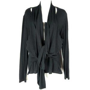 Black top, long sleeve, panels ties, zipper sz.L
